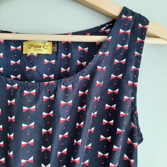 MAX C London Waist-Defined Knee Length Midi Dress Navy Blue Sz S - Picture 6 of 11